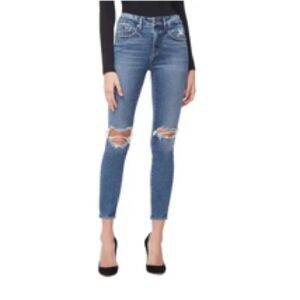 Good American Blue Distressed Ankle Jeans
